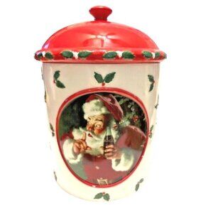 Coca-Cola Santa Claus Ceramic Cookie Jar Lid 75th Holidays Collectors Christmas
